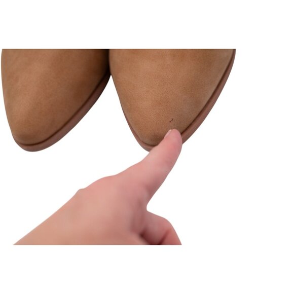 DV By Dolce Vita Frilli Bootie Boots Sz 9 Camel Brown Suede Leather Stacked Heel - Picture 5 of 13